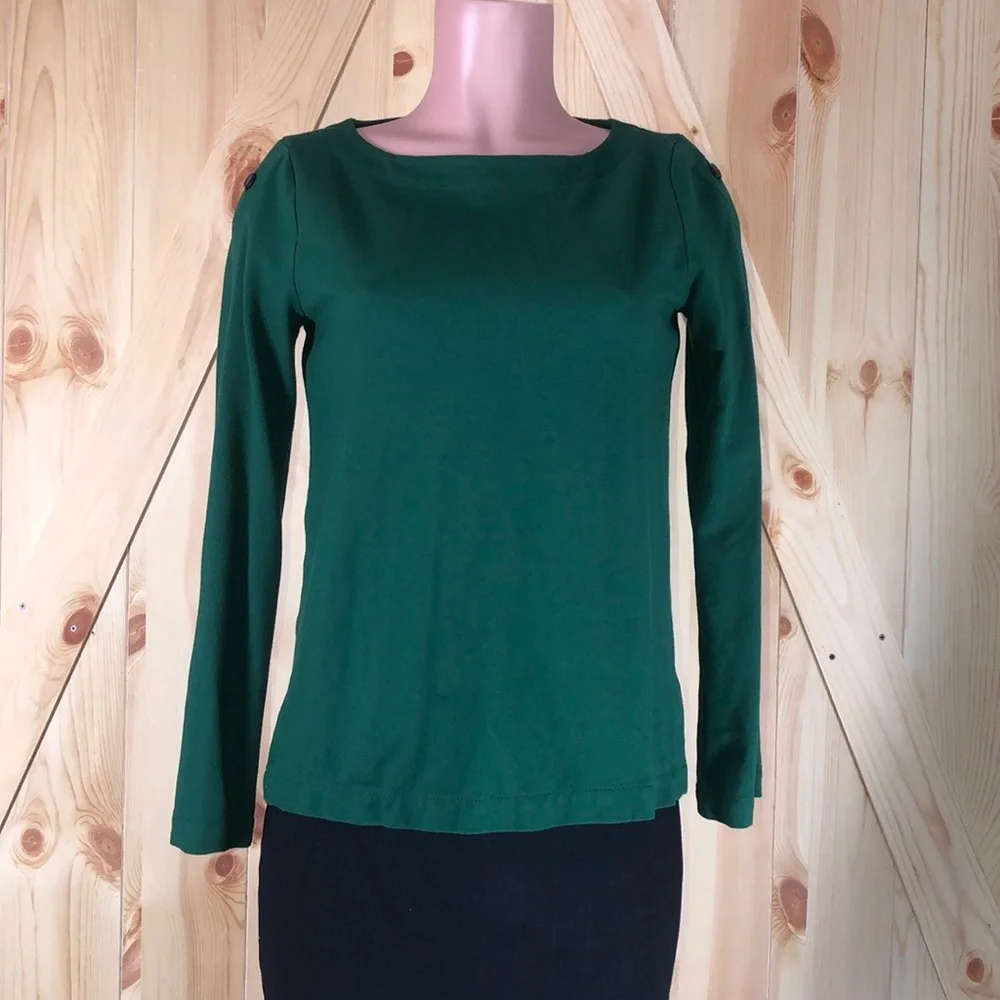 J Jill Top Blouse Womens XSmall Grenn Ponte Round Neck Long Sleeve Knit… - Picture 5 of 16
